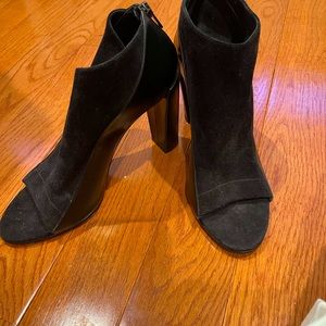 Vince Black Leather and Suede Open Toe Boots/Booties